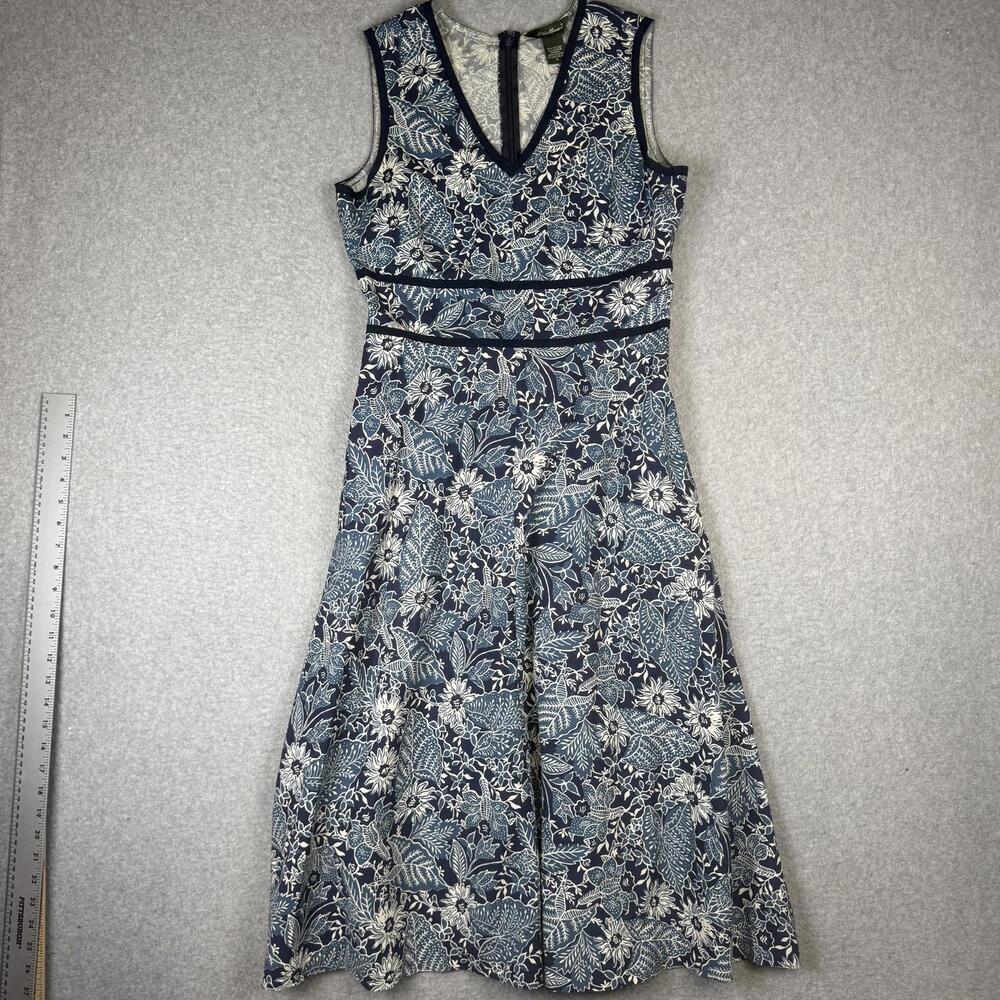 Eddie Bauer Women's Size 4 Blue Floral A Line Sleeveless Knee Length Dress